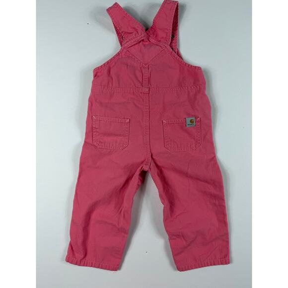 Carhartt Girl Pink Overalls 24 Months Cotton Embroidered Veggie Detail - Picture 8 of 9